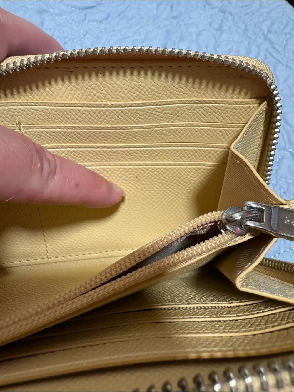 Coach Yellow Saffiano Leather Zip Wallet Yellow